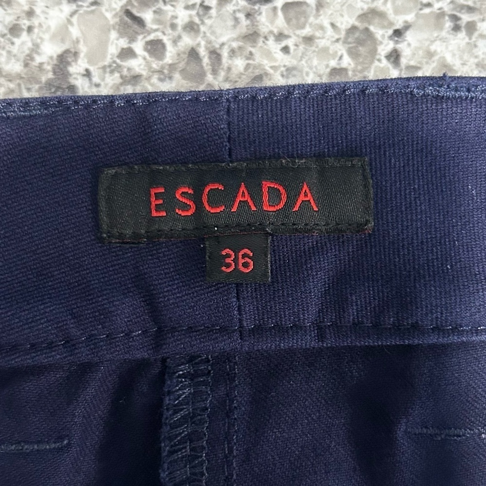 Escada Pants Chino Navy Blue Cotton Blend Straight Leg Women's Sz 36 (US S) - Picture 2 of 12